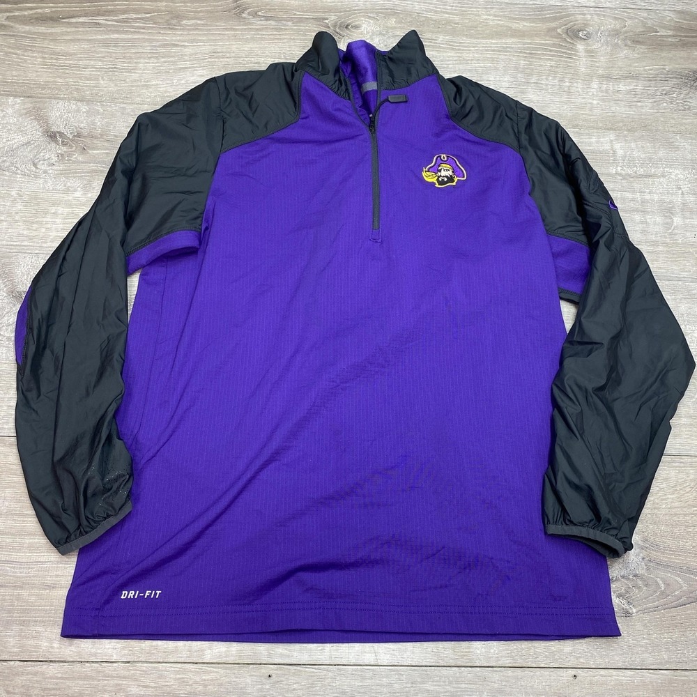 Nike Shirt ECU Pirates Mens Medium Purple Black Dri-FIT Quarter Zip Pullover